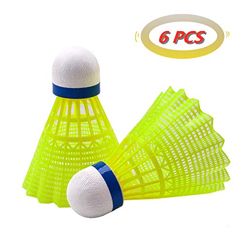 Senston 6 pcs Estabilidad Volantes de Bádminton Indoor Outdoor Entrenamiento Pluma de Nylon