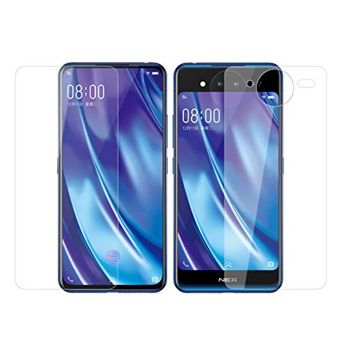 XunEda Vivo Nex 2 6.39" Protector de Pantalla, Huella Digital Anti/Cristal Templado atrás + Alta Definicion Cristal Frente Screen Protector para NEX Dual Display Smartphone (Transparente)