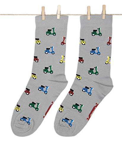 Roits Calcetines Vespa Gris 36-40 - Calcetines Originales de Colores Mujer Dibujos Divertidos