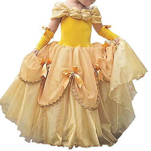 Disfraces para Niñas Bella y la Bestia Vestido de Carnaval Traje de Princesa Belle Vestir para Halloween Fiesta Cosplay Costume Largos Elegantes Cumpleaños Pageant Comunión Ropa 12-13 Años