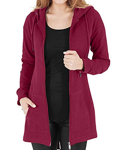 Kidsform Sudadera con Capucha para Mujer Sudadera con Capucha de Otoño Sudadera con Bolsillo Hoodie E-Vino Tinto M