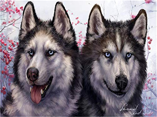 Perro Husky Siberiano Rojo En La Nieve 5D Diy Diamante Dibujo Taladro Completo Taladro Redondo Kits De Bordado Oficina Decoración De La Pared Por Número Pegar Imagen De Punto De Cruz,50cmx60cm