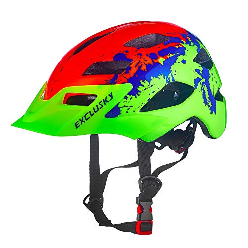 Exclusky Casco Bicicleta Niños Casco Infantil para BMX, Patinaje, Ciclismo, Monopatín, Scooter - Tamaño 50-57cm (Edades 5-13) (Naranja)