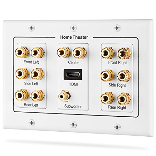 Fosmon HD8006 3-Gang 7.1 Surround Distribution Home Theater - Encuadernación de Banana de Cobre Chapado en Oro 7.1 Blanco