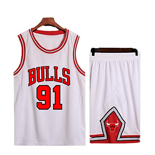 LDFN Jersey Baloncesto Baloncesto Jersey Conjunto Masculino, 91 Uniforme De Baloncesto Dennis Rodman, Transpirable Y De Secado Rápido Deportes Camiseta Sin Mangas XS-XXL (Color : C, Size : M)