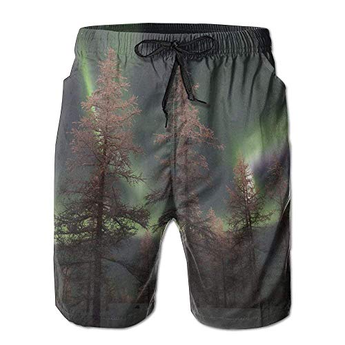 LT - Northern Lights Traje de baño para Hombre Pantalones Cortos de Playa de Secado rápido Pantalones Cortos de Tabla Traje de baño de Talla Grande, Talla M