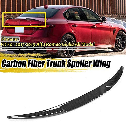 TBJDM Verdadera Fibra de Carbono de Coches de Equipaje Posterior del Tronco Spoiler ala Spoiler Estilo de Carreras de Alfa Romeo Giulia Adecuado para 2017 2018 2019