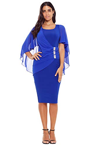 Vestido Mujer Corto - Elegante para Ceremonia y Eventos, Novia o Dama de Honor - para Fiesta Discoteca Moda Baile Model 4 BLU S