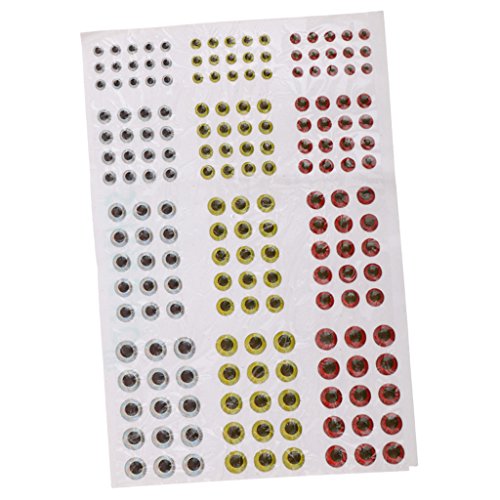 perfeclan 183Pcs Tamaño Mixto Señuelo De Pesca Ojos Autoadhesivos para La Fijación De Moscas Jigs Craft, 3 Mm 4 Mm 5 Mm 6 Mm