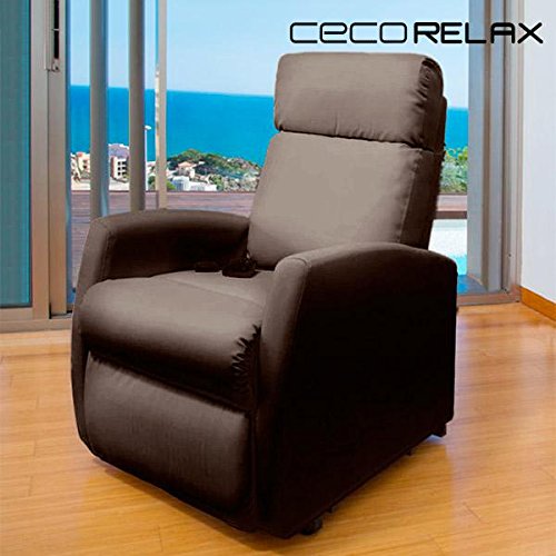 Cecotec Sillón Relax de Masaje Compact, Función calor, 5 Programas, 3 Intensidades, 8 Motores, Mando de control, Polipiel de calidad, Bolsillo portaobjetos, color Marrón