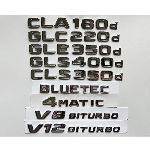 Dmwfaker Engomada del Coche Logotipo Emblema Insignia Calcomanías, para Mercedes Benz CLA180d CLS350d GLA220d GLC220d GLC250d GLE350d GLE250d GLS350d AMG 4MATIC CDI BLUETEC 2017+, emblemas