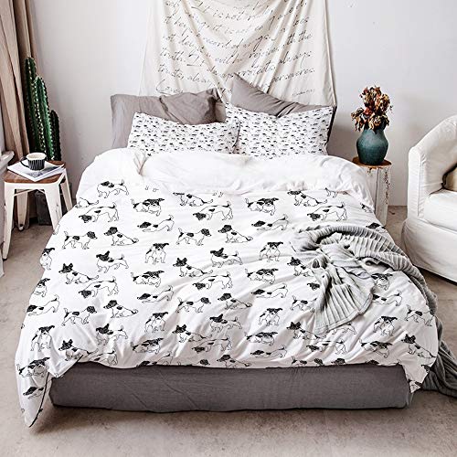 KIMDFACE Funda Edredón，Jack Russell Terrier Perro Dibujado a Mano，Ropa de Cama Funda Nórdica,1（240x260cm）+2（50x80cm）