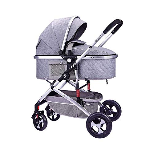 LKNJLL Cochecito de bebé, 2-en-1 dormir convertible cochecito, cochecito de niño plegable carro, ampliable UV Protección Toldo, incluyendo cubierta de la lluvia, Red, el amortiguador del cojín, cubier