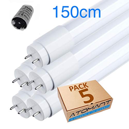 Pack 5X Tubo LED 150cm 24w. Color Blanco Frio (6500K). Standard T8 G13 (Sustituye Tubo de Gas de 52w). 2200 lumenes. A++
