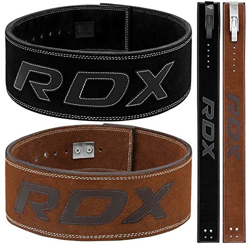 RDX Cinturon Musculacion para Power Lifting Gimnasio Entrenamiento | Aprobado por IPL y USPA |4" Lumbar Palanca Hebilla Peso Levantamiento Cinturón para Gym Fitness, Muscular Xfit Ejercicio, Deadlifts