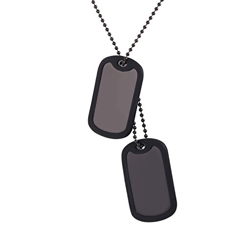 U7 Hombres Militar Estilo Ejército Etiqueta De Perro Collar con Colgante de aleación de Doble, 60cm Bola Enlace Cadena