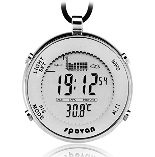 SPOVAN Men's Sports Reloj de Bolsillo Fishing Remind EL Backlight Altimeter Barometer Relojes de Exterior