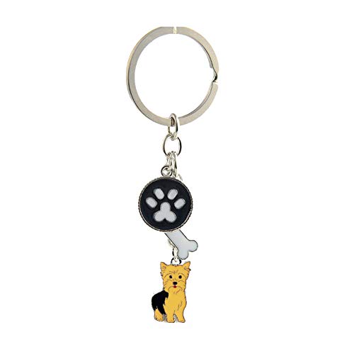 TUDUDU Yorkshire Terrier Llavero Colgante Cadenas para Hombres Mujeres Chicas Aleación Metal Plata Color Perro De La Bolsa Charm Coche Llavero Titular del Anillo Clave