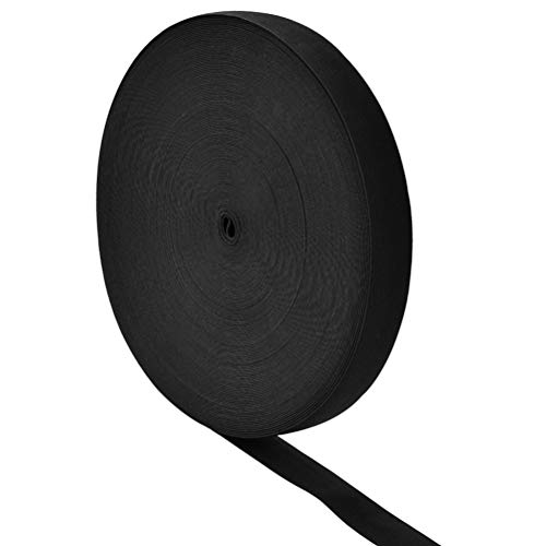 CENBEN Banda Elástica 40M, Ancho 2CM, Rollo de Cinta de Hilo de Poliéster, Multifunción para Bricolaje, Costura, Envoltura -Negro