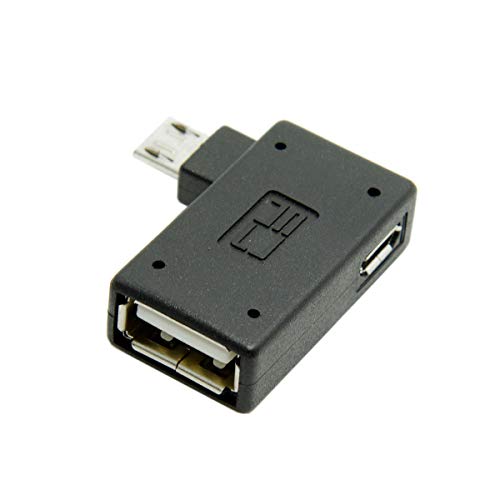 CHENYANG CY Adaptador host USB 90 OTG en ángulo recto de 90 grados con alimentación USB para teléfono celular y dispositivo Galaxy S3 S4 S5 Note2 Note3