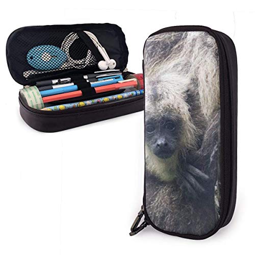 shenguang Sloth in The Jungle - Estuche para lápices de piel sintética con imagen de cuero sintético, estuche para bolígrafos de gran capacidad, organizadores de papelería duraderos para est