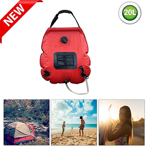 ZYQDRZ Bolsa De BañO Solar, Bolsa De Agua De BañO Y Secado, Bolsa De Almacenamiento De Agua, Bolsa De Ducha 20L, Camping Al Aire Libre,Rojo