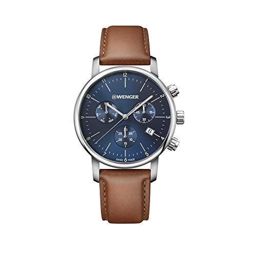 Wenger Hombre Urban Classic Chronograph - Reloj de Acero Inoxidable de Cuarzo analógico de fabricación Suiza 01.1743.104