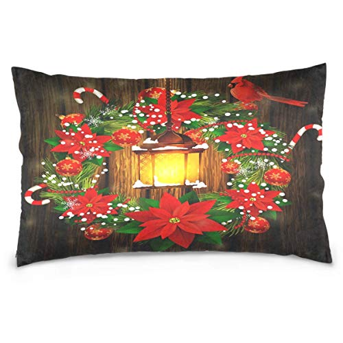 jonycm Pillow Cover Cardenal De Navidad Guirnalda De Flores Almohada De Colores De Madera Duradera Regalo De Apartamento Único Y Duradero Funda De Cojín Decoraciones con Cremallera Moder