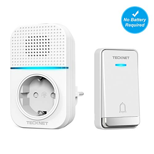 TECKNET Timbre Inalámbrico con Enchufe Timbre Impermeable para Puerta, 32 Melodías Rango de 492 Pies de Distancia Timbre para Casa, 5 Niveles de Volumen, No Necesita Batería