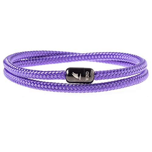 Wind Passion Pulsera Morada Magnética de Cuerda Trenzada Nautica para Hombre y Mujer, Tall Medium