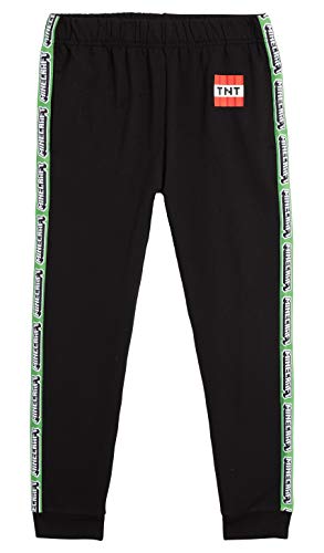 Minecraft Chandal Niño, Ropa Niño Deportiva, Pantalon Chandal en Color Gris o Negro, Pantalones Deporte Largos para Chicos, Regalos para Niños y Adolescentes Edad 5-14 Años (Negro, 9-10 años)