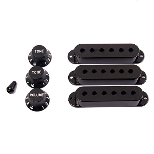 OULII Cubiertas para Guitarra Pastillas Pickup y Perilla de Volumen Tono y Interruptor Punta para Fender Strat Stratocaster Guitarra Eléctrica 7 Piezas