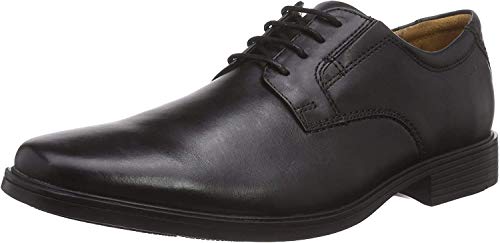 Clarks Tilden Plain, Zapatos Derby para Hombre, Negro (Black Leather), 46 EU