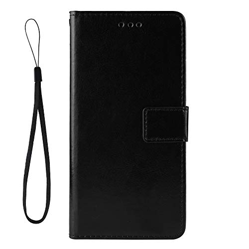 Dedux Flip Funda con Xiaomi Poco X3 NFC, Tapa de Billetera de Cuero Retro Cierre Magnético Folio Soporte Ranuras para Tarjetas, Negro con Cordón