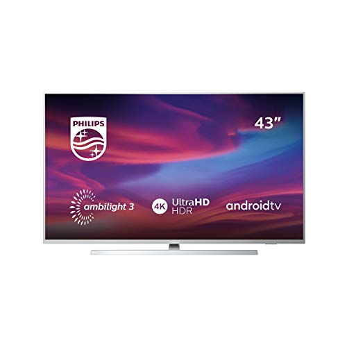 Philips 43PUS7304/12 Ambilight - Televisor Smart TV 43 " (108 cm) con 4K UHD, LED TV, HDR 10+, Android TV, Google Assistant, Dolby Atmos y Compatibilidad con Alexa, color Plata/Claro