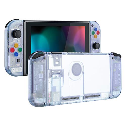 eXtremeRate Carcasa Completa para Nintendo Switch Funda Cubierta Trasera para Consola de Switch,Case de Agarre y Botones Coloridos para Joy-con de Nintendo Switch Shell de Bricolaje(Hielo Azul)