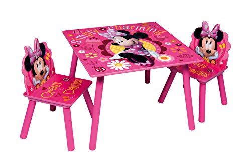 Juego de mesa y sillas de madera para niños Minnie