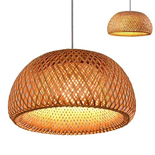 CHEYAL Retro Style Lantern Lámpara Colgante, Pantalla De Bambú, Dormitorio Sala De Estar Lámpara De Techo Teahouse Dining Room Lámpara De Bambú Bar Cafe Club Single Head Lámpara Colgante, E27,A