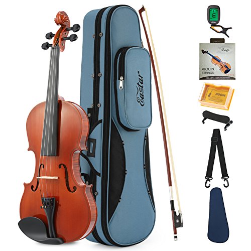 Eastar 1/2 Violín Natural EVA-1 con Estuche Rígido, Resto del Hombro, Arco, Resina, Sintonizador de Clip y Cuerdas Extra para Principiantes