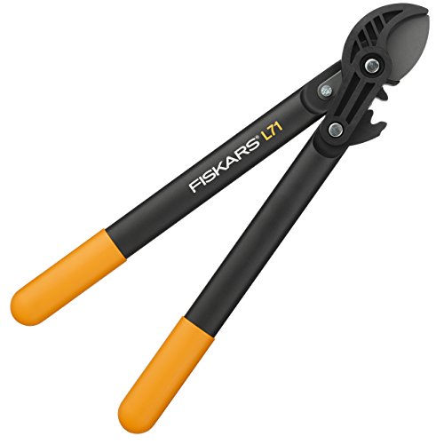 Fiskars Podadera con yunque para madera seca, Ø de corte: 3,8 cm, Cuchillas de acero antiadherente, Negro/Naranja, L71, 1001556