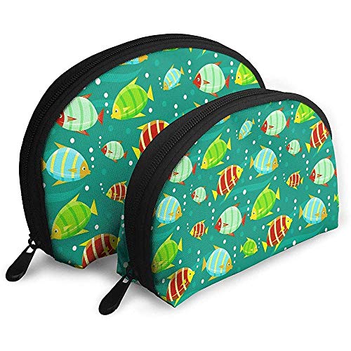 Peces de Colores Brillantes en Fondo Azul Marino Números biológicos Marinos Bolsas portátiles Bolsa de Maquillaje Bolsa de Aseo Bolsas de Viaje portátiles multifunción