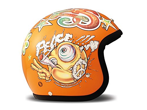 DMD Rock N Roll - Casco Jet para Moto, Unisex, para Adulto, Naranja, XL