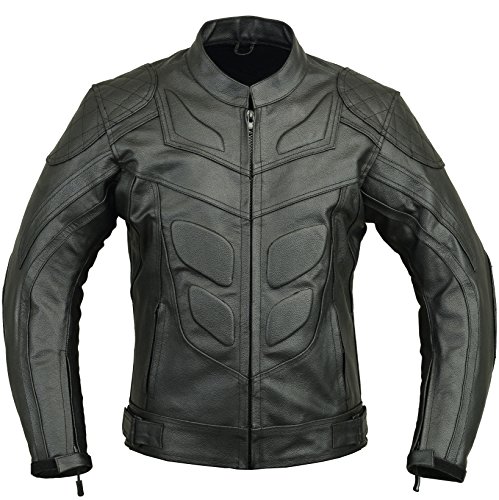 Estilo Batman Chaqueta Protectora de Moto de Cuero, M