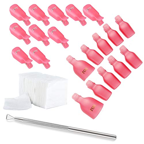 JZK 10 clip para los dedos + 10 clip para pies + 200 algodón + 1 curette, kit de herramientas de pinza de ropa para uñas removedor el esmalte semipermanentes