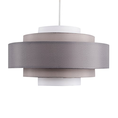 MiniSun – Moderna pantalla lámpara de techo - 5 Niveles en tonos de gris - Polialgodón - Pantallas lampara de tela - Iluminación interior