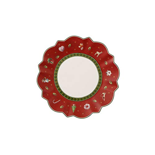 Villeroy & Boch 14-8585-2660 Plato para Pan Toy's Delight, para Navidad, 17 cm, Porcelana, Rojo, 18.0x18.0x8.0 cm