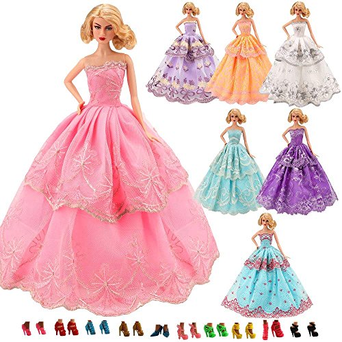 Miunana 6X Novia Vestidos de Fiesta Ropa Princesa Boda Vestir de la Manera Mezclar Estilos y Colores para 30 CM Muñeca