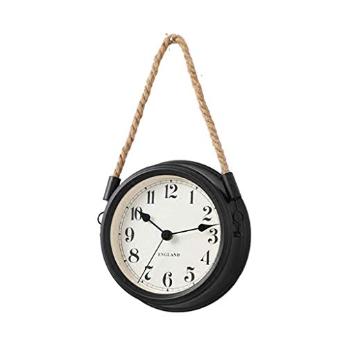 Relojes de Chimenea Familiares Simple Reloj de Pared de Cuerda de cáñamo de Metal Creativo para Sala de Estar Mesa Colgante Restaurante Home Personality Wall Clock Adecuado para Sala de Estar d