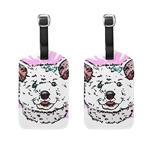 WINCAN Etiquetas de Equipaje (variadas,2PK),Retrato Bonito cachorrito como Husky,Etiqueta de Equipaje para Equipaje,Mochilas Etiquetas de Maleta