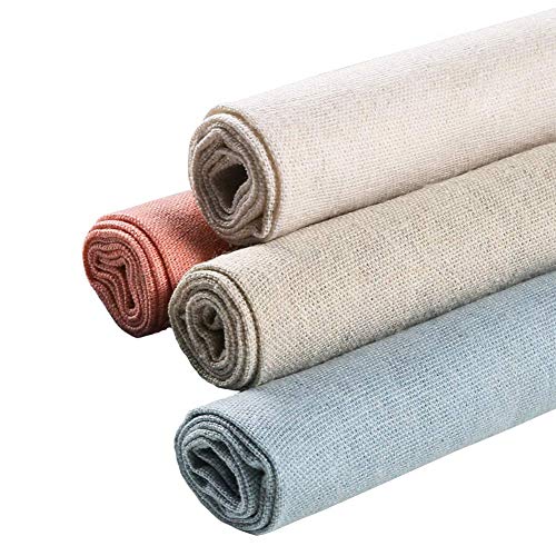4 piezas de tela de lino natural para confección, tela de lino de 50 cm para tapicería, manteles o decoración de macetas, 4 colores